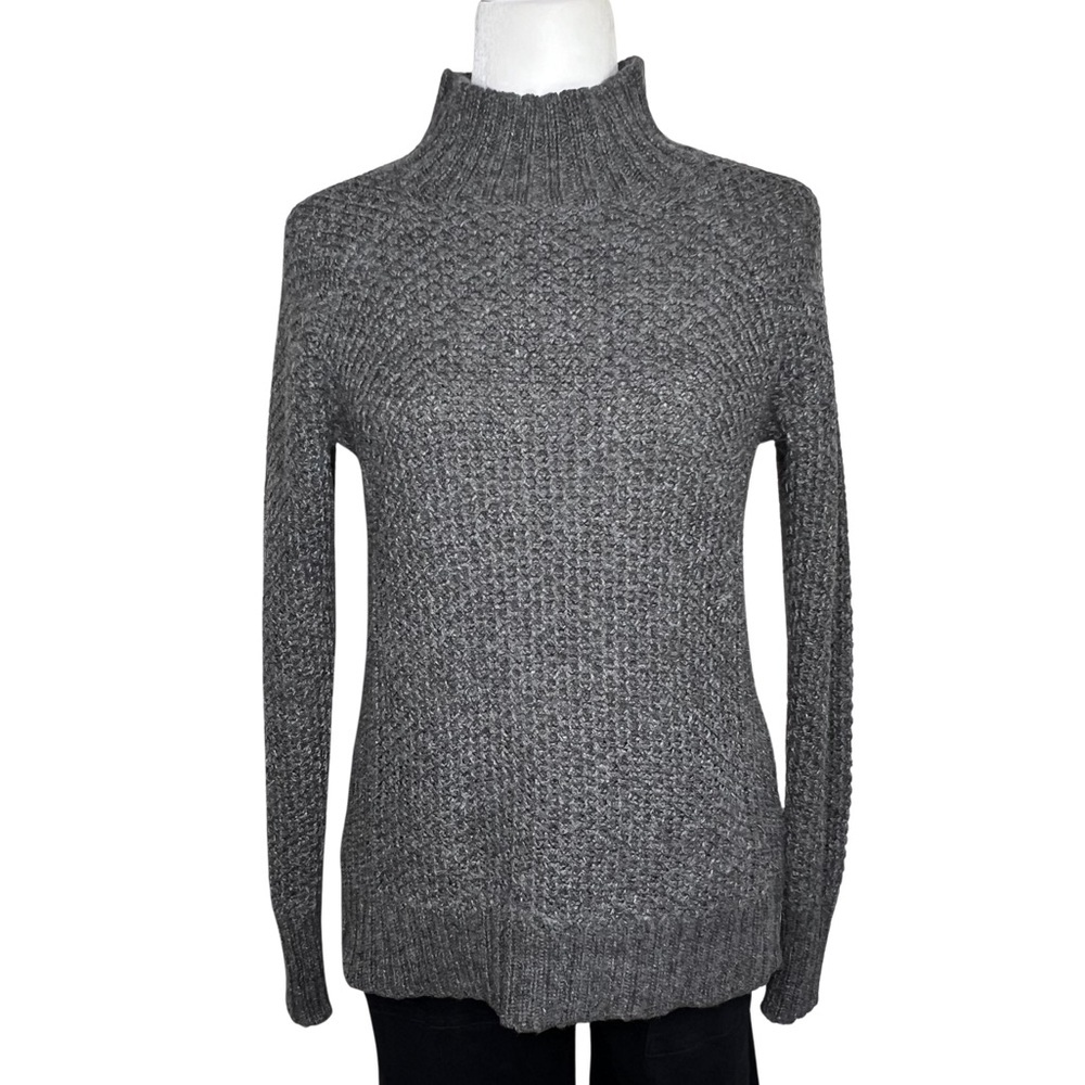 AEO Sweater Cabin Jegging Wool Blend Mock Neck Chunky Honeycomb Gray Small S